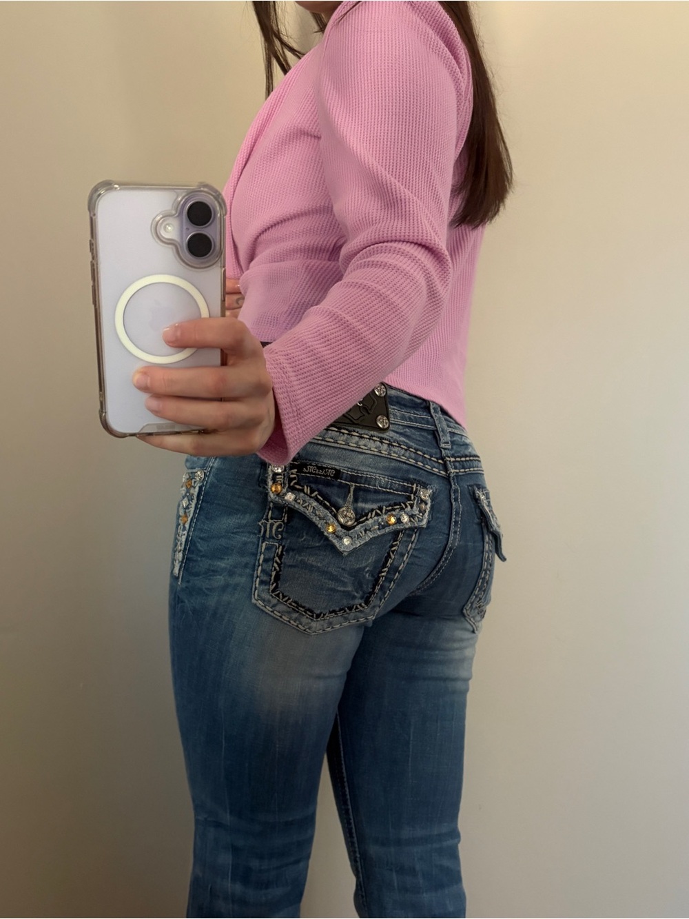 Y2K Miss Me Jeans low rise denim capris with embellishments